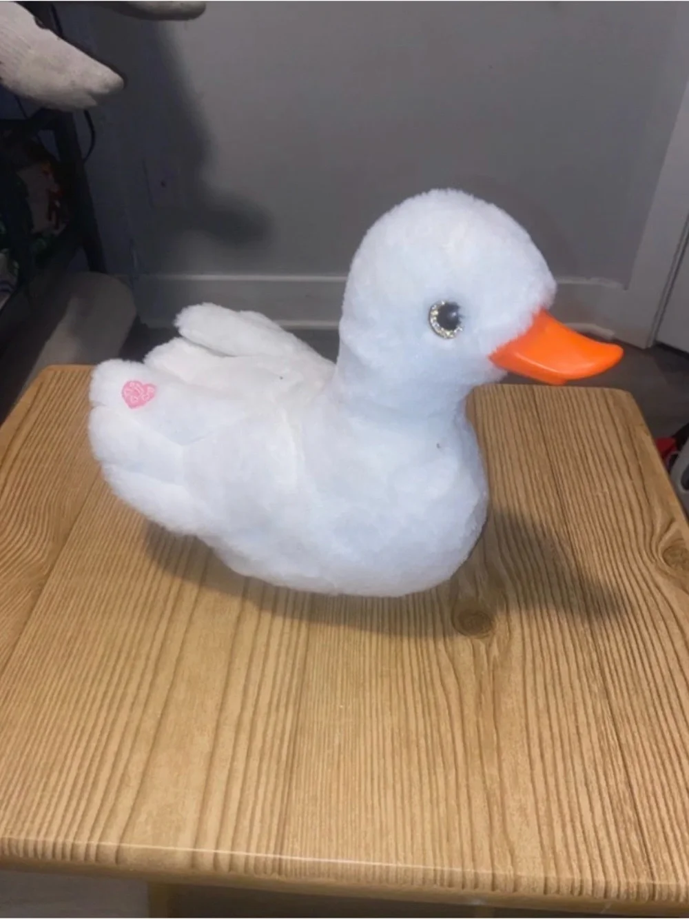 Soft White Duck Plush Toy with Orange Beak for Small Pets